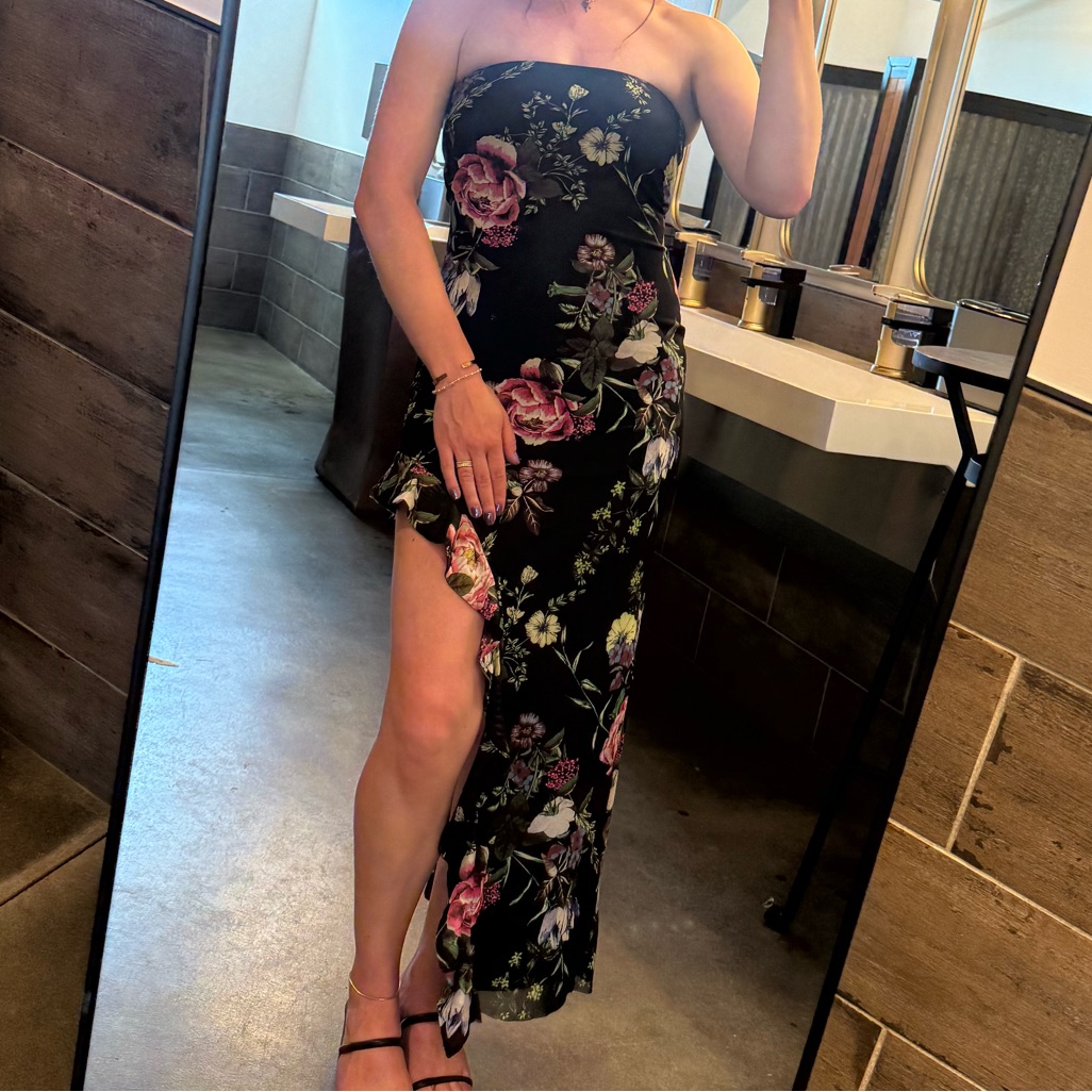 Afrm Strapless Floral Dress